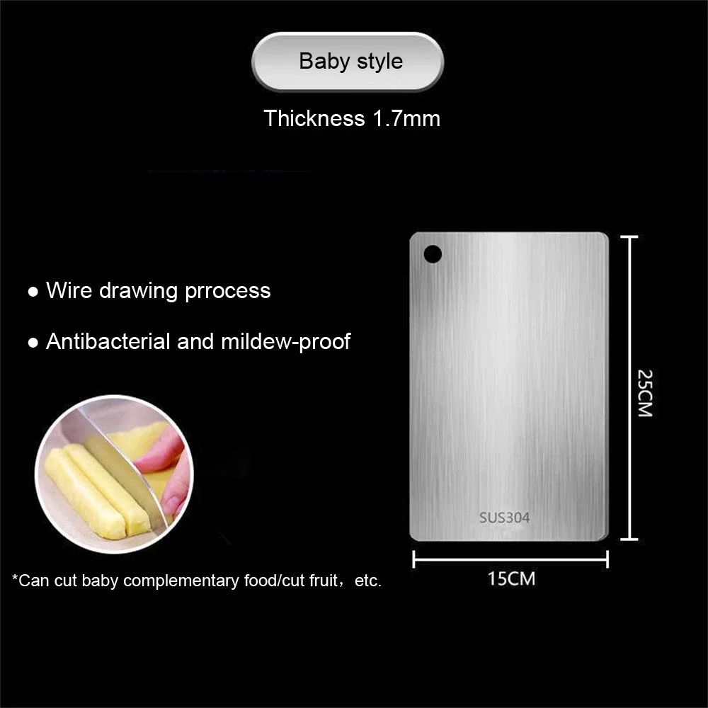 Stainless Steel Cutting Board Double Sided Antibacterial Chopping Board