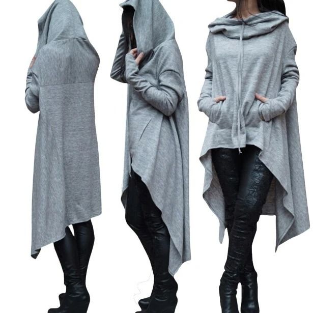 Women Long Oversized Hoodie Casual Solid Color Pullover with Plus Sizes S to 5XL