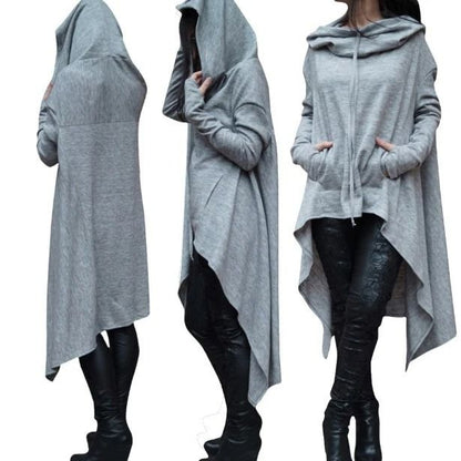 Women Long Oversized Hoodie Casual Solid Color Pullover with Plus Sizes S to 5XL
