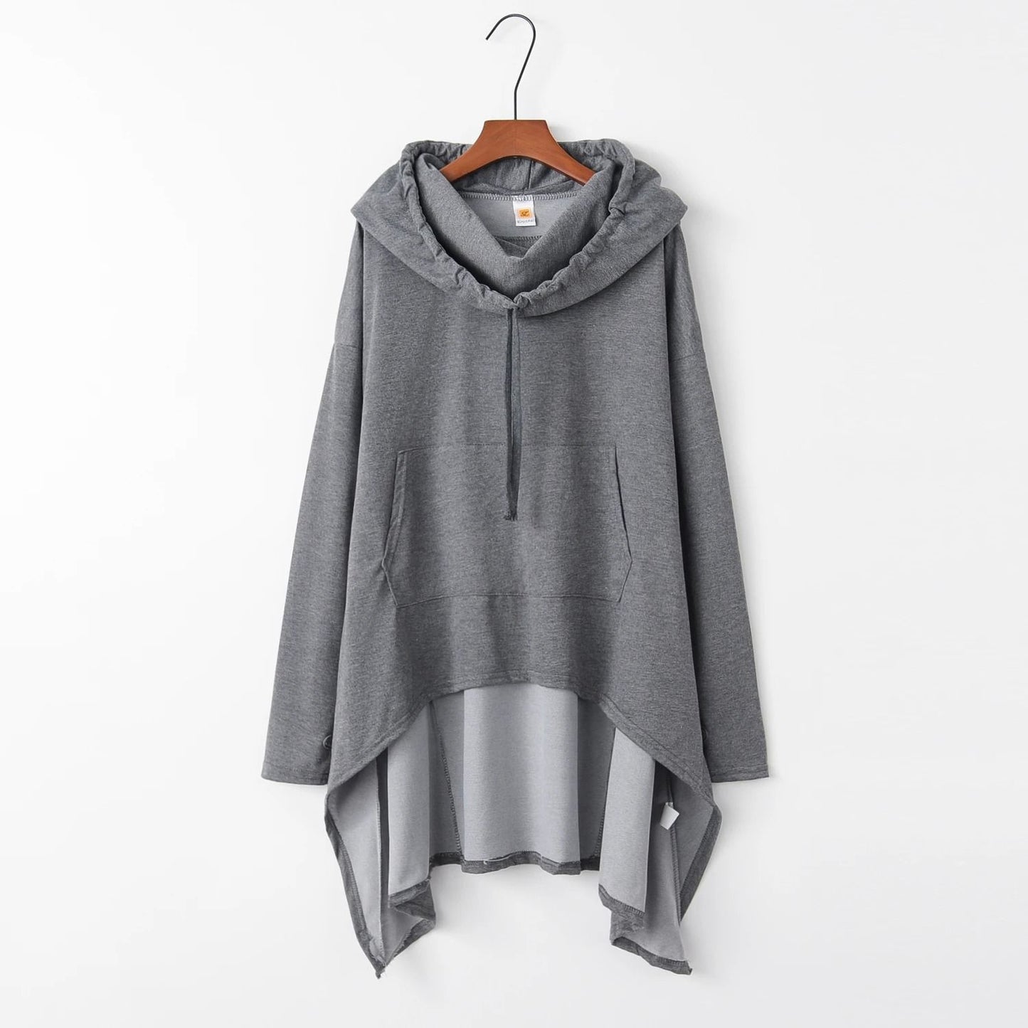 Women Long Oversized Hoodie Casual Solid Color Pullover with Plus Sizes S to 5XL