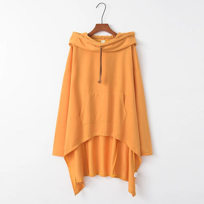 Women Long Oversized Hoodie Casual Solid Color Pullover with Plus Sizes S to 5XL