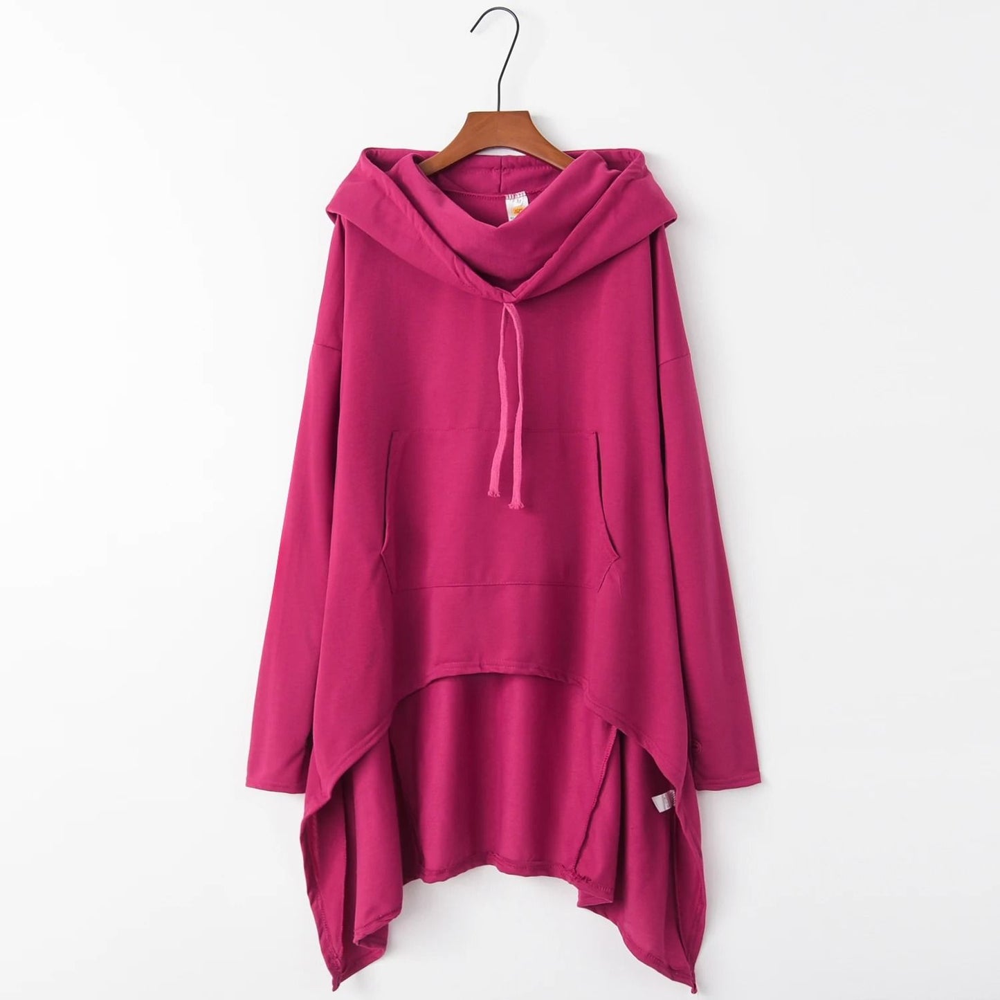 Women Long Oversized Hoodie Casual Solid Color Pullover with Plus Sizes S to 5XL