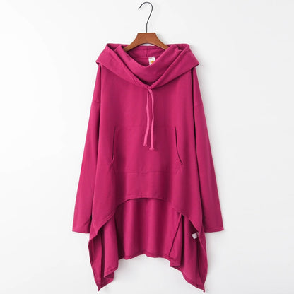 Women Long Oversized Hoodie Casual Solid Color Pullover with Plus Sizes S to 5XL