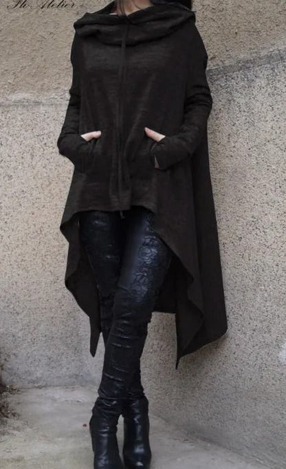 Women Long Oversized Hoodie Casual Solid Color Pullover with Plus Sizes S to 5XL