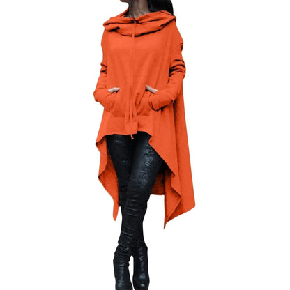 Women Long Oversized Hoodie Casual Solid Color Pullover with Plus Sizes S to 5XL