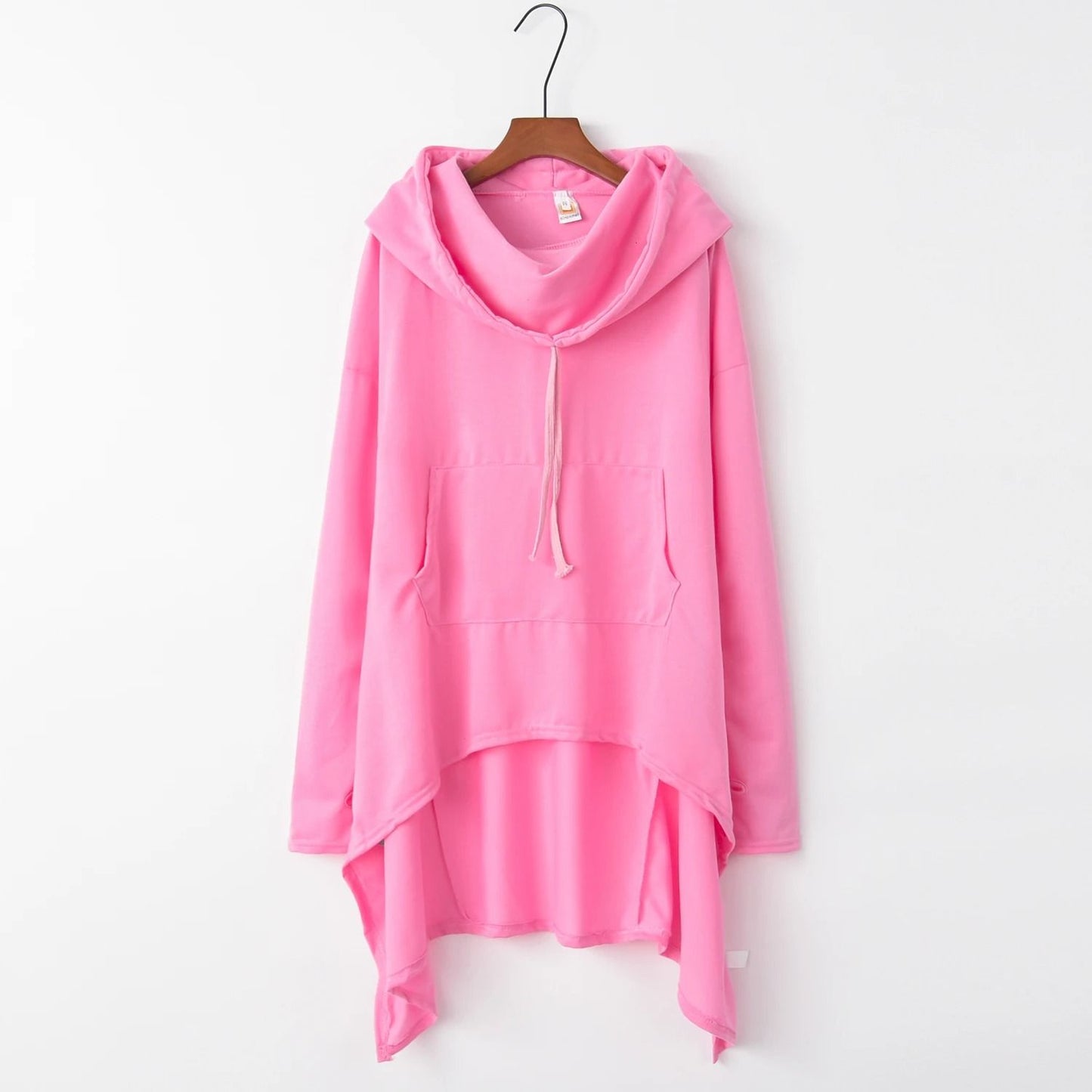 Women Long Oversized Hoodie Casual Solid Color Pullover with Plus Sizes S to 5XL