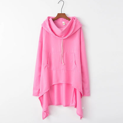 Women Long Oversized Hoodie Casual Solid Color Pullover with Plus Sizes S to 5XL