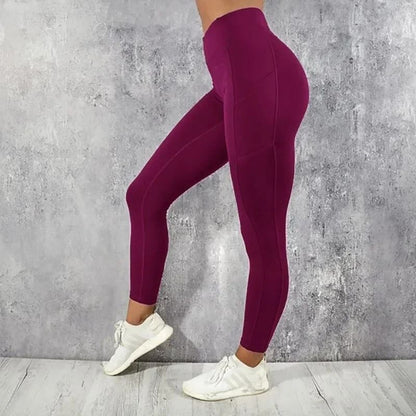 Women High Waist Yoga Leggings with Pocket Stretch Butt Lifting Workout Pants