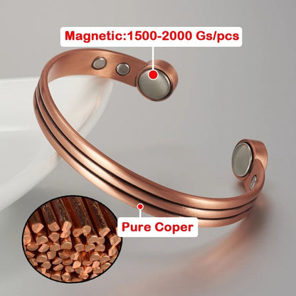 Pure Copper Magnetic Bracelet with Adjustable Desig