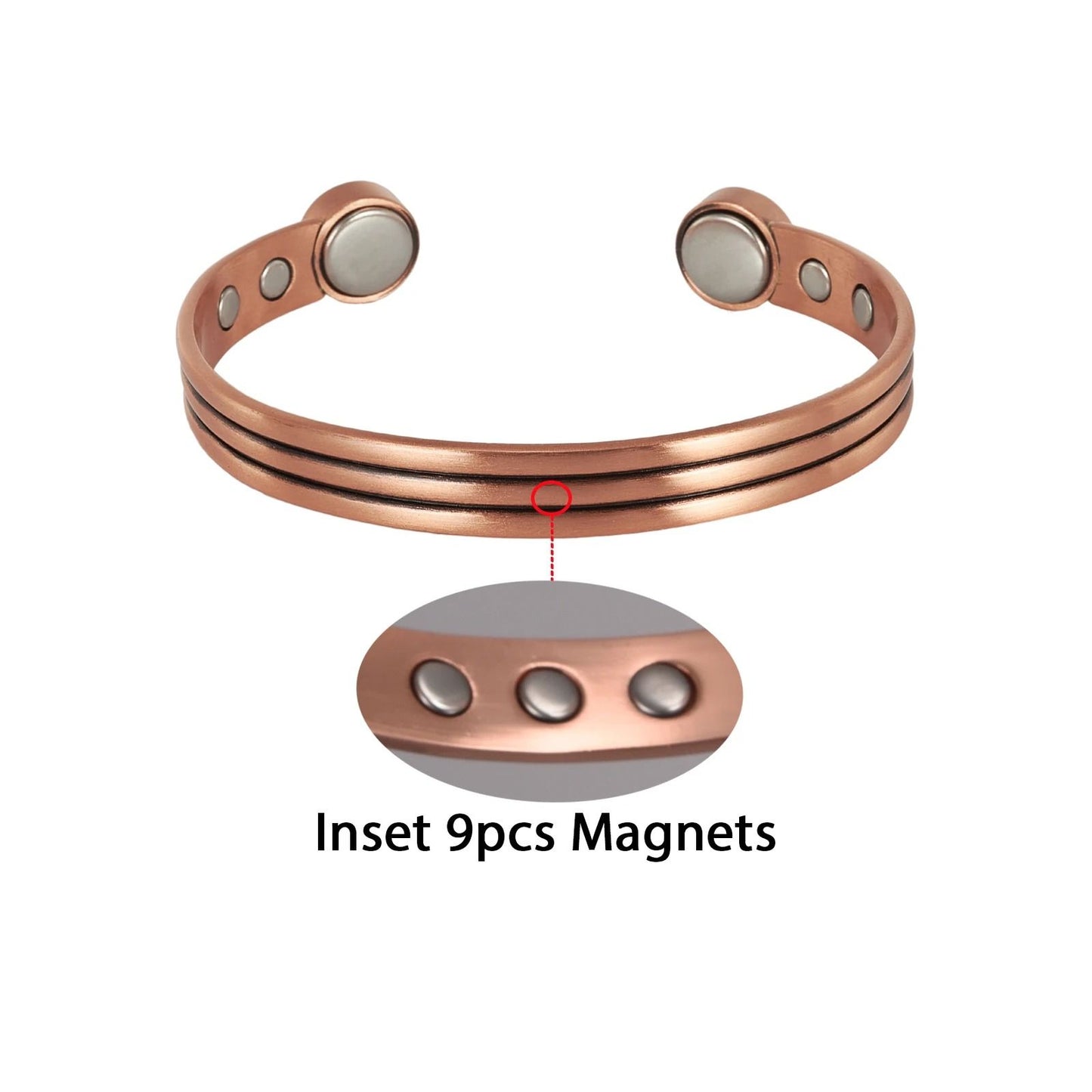 Pure Copper Magnetic Bracelet with Adjustable Desig