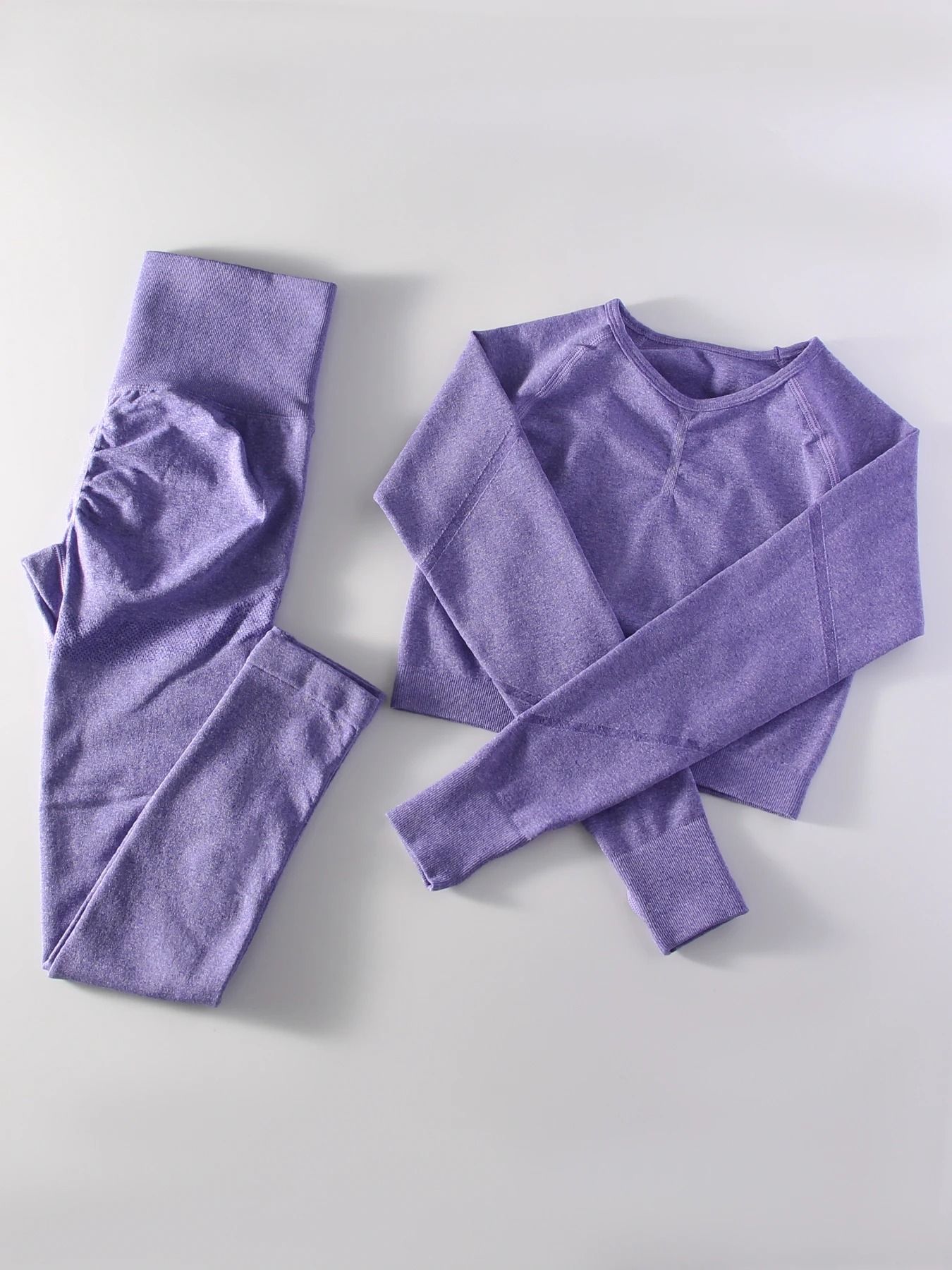 Women Seamless Yoga Sportswear 2 Piece Set with Crop Top and High Waist Leggings