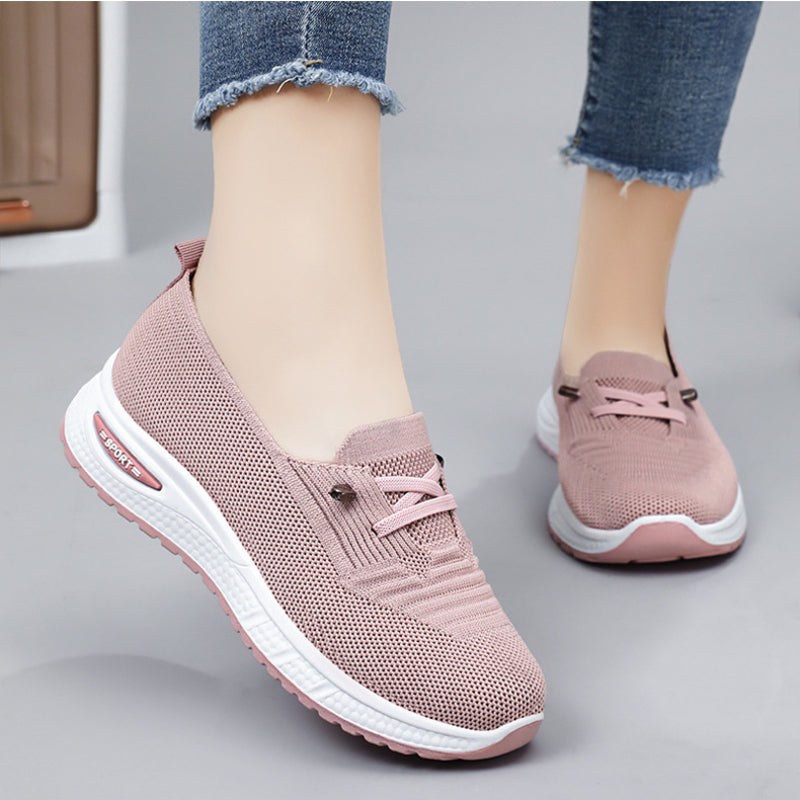 Women Casual Shoes Fashion, Breathable Mesh Flat Sneakers, Women Gym Shoes, Comfortable Walking Pink Footwear