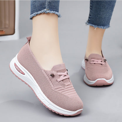Women Casual Shoes Fashion, Breathable Mesh Flat Sneakers, Women Gym Shoes, Comfortable Walking Pink Footwear