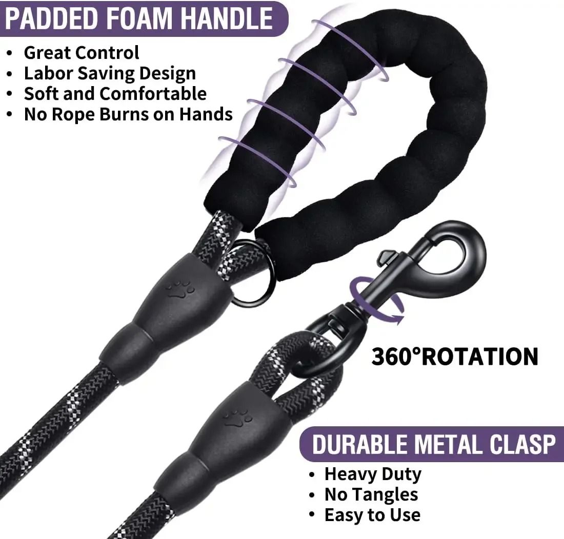 Strong Reflective Dog Leash for Small, Medium, and Large Dogs