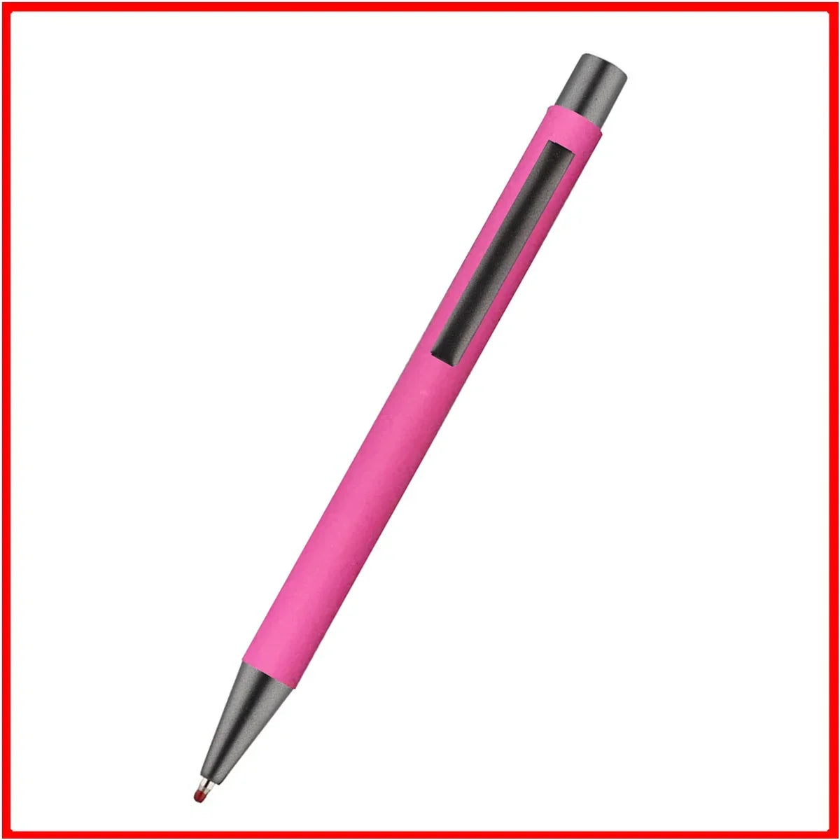 Custom Logo Pen, 50pcs Metal Ballpoint Pen, with Rubber Texture Grip, Laser Engraving for Advertising and Name Personali