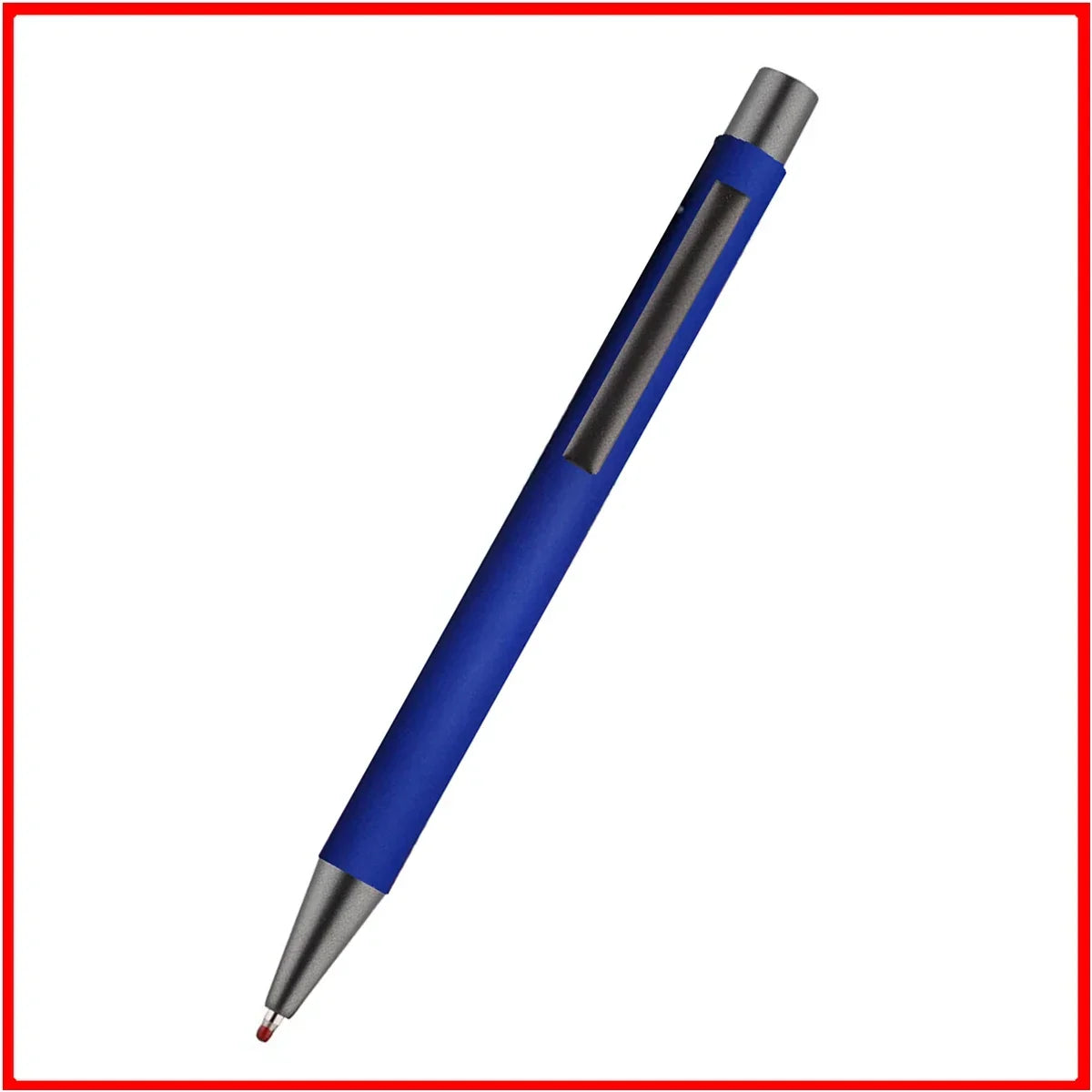 Custom Logo Pen, 50pcs Metal Ballpoint Pen, with Rubber Texture Grip, Laser Engraving for Advertising and Name Personali