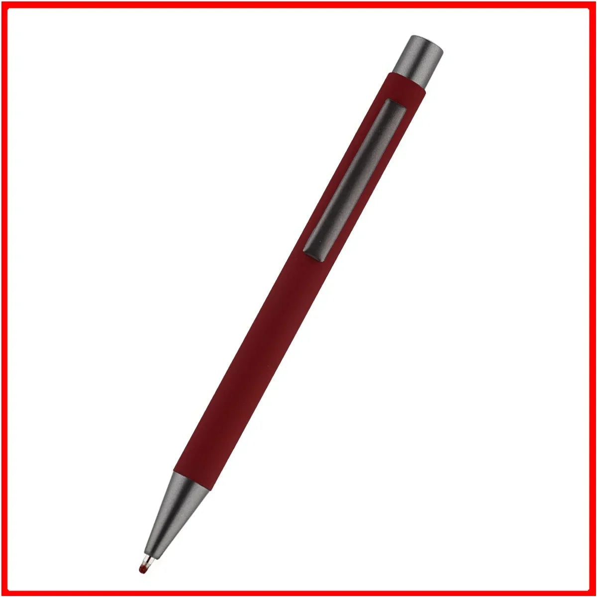 Custom Logo Pen, 50pcs Metal Ballpoint Pen, with Rubber Texture Grip, Laser Engraving for Advertising and Name Personali