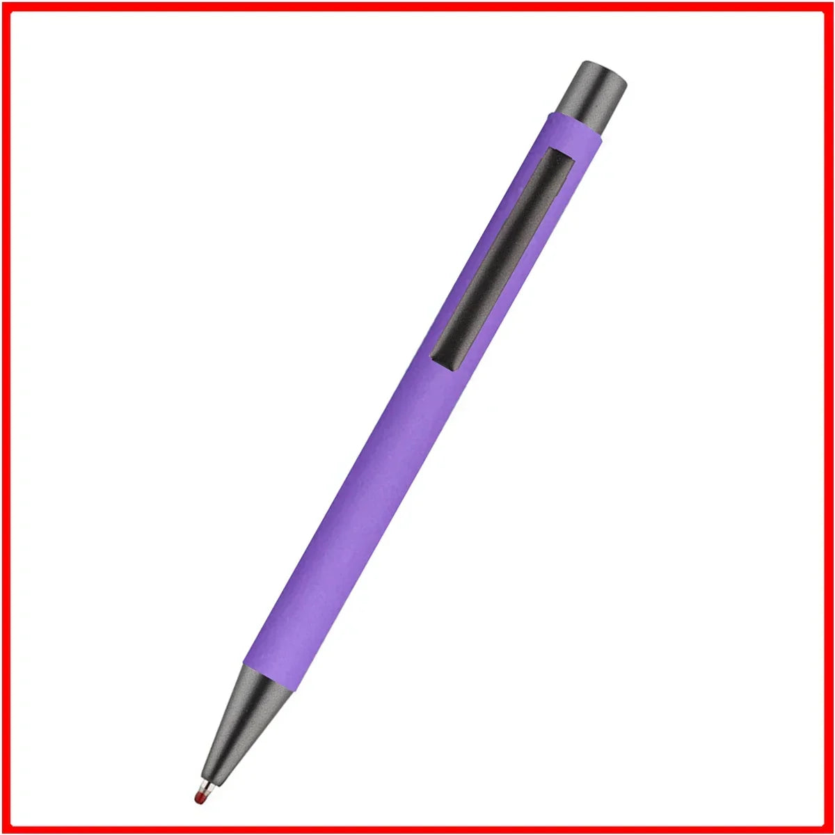 Custom Logo Pen, 50pcs Metal Ballpoint Pen, with Rubber Texture Grip, Laser Engraving for Advertising and Name Personali