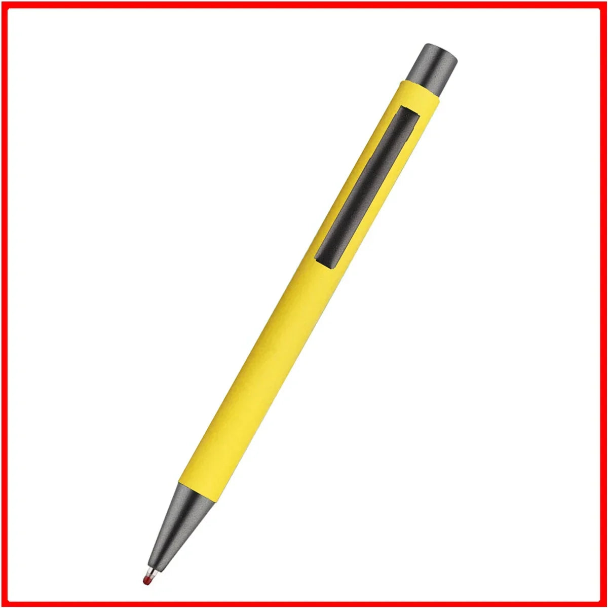 Custom Logo Pen, 50pcs Metal Ballpoint Pen, with Rubber Texture Grip, Laser Engraving for Advertising and Name Personali