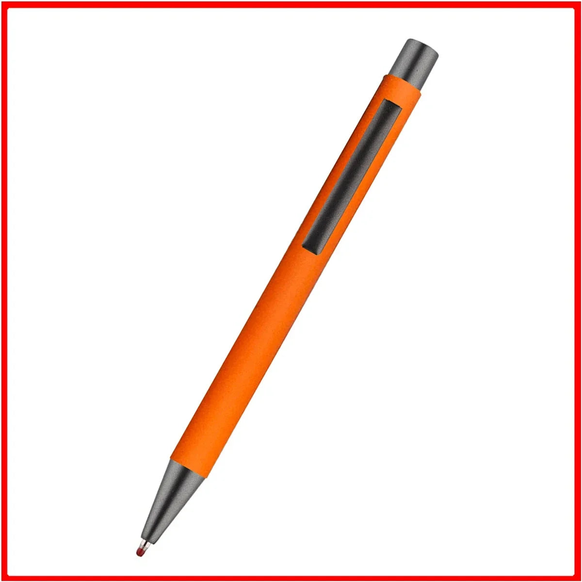 Custom Logo Pen, 50pcs Metal Ballpoint Pen, with Rubber Texture Grip, Laser Engraving for Advertising and Name Personali