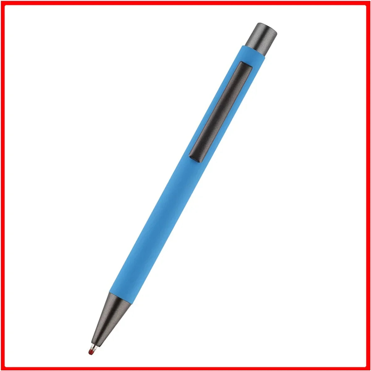 Custom Logo Pen, 50pcs Metal Ballpoint Pen, with Rubber Texture Grip, Laser Engraving for Advertising and Name Personali