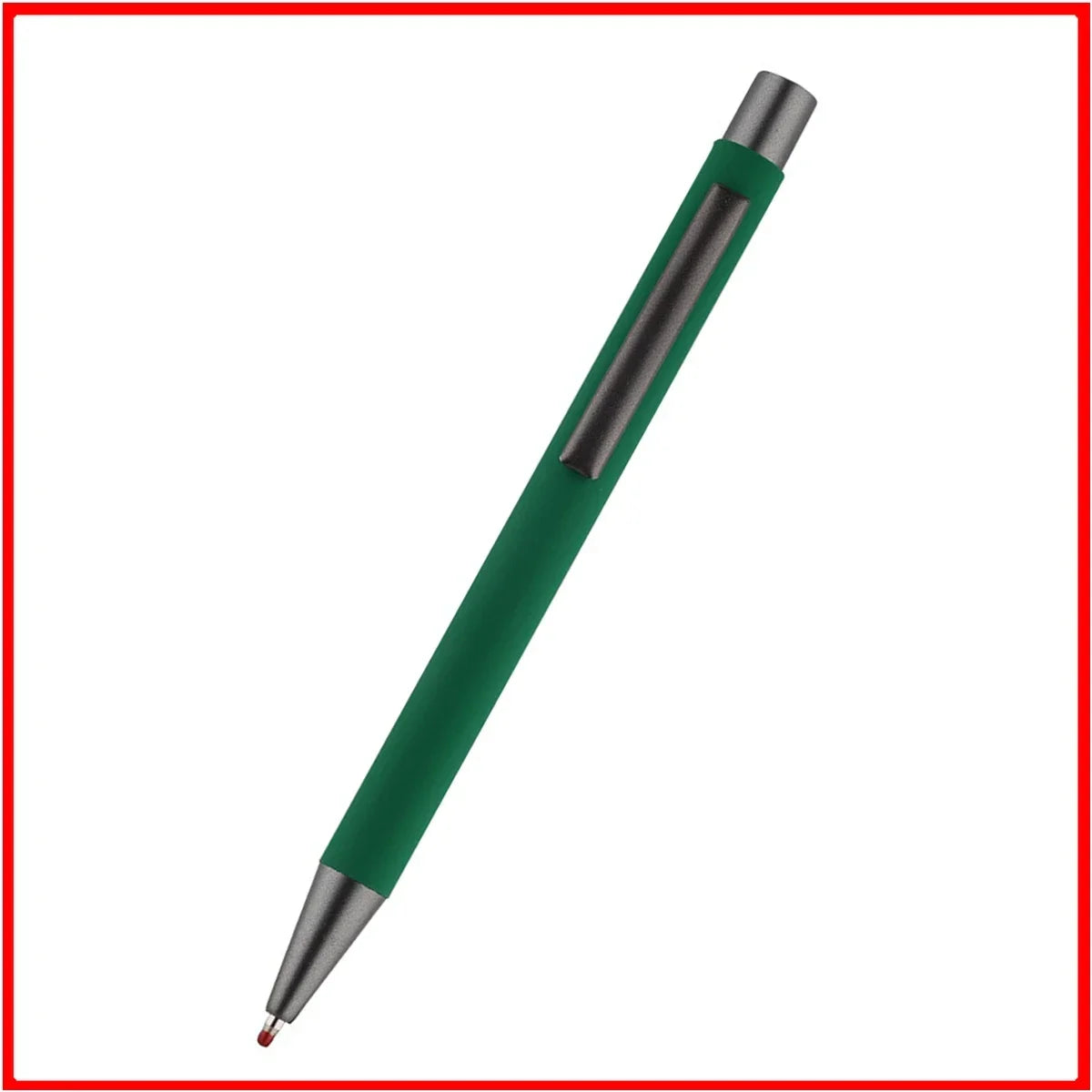 Custom Logo Pen, 50pcs Metal Ballpoint Pen, with Rubber Texture Grip, Laser Engraving for Advertising and Name Personali