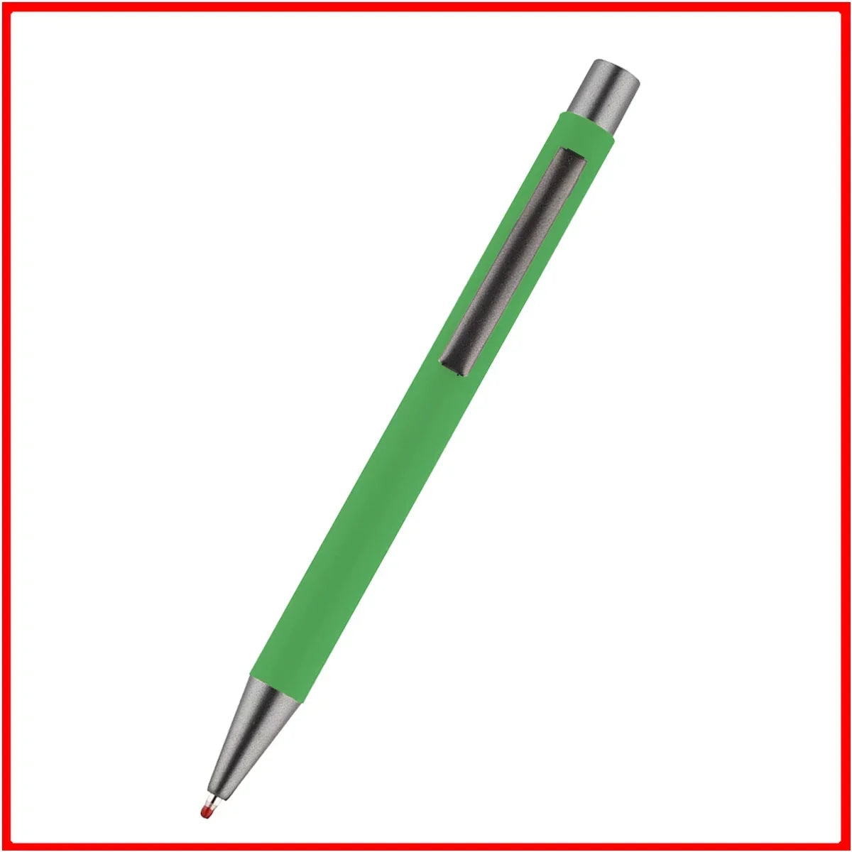 Custom Logo Pen, 50pcs Metal Ballpoint Pen, with Rubber Texture Grip, Laser Engraving for Advertising and Name Personali
