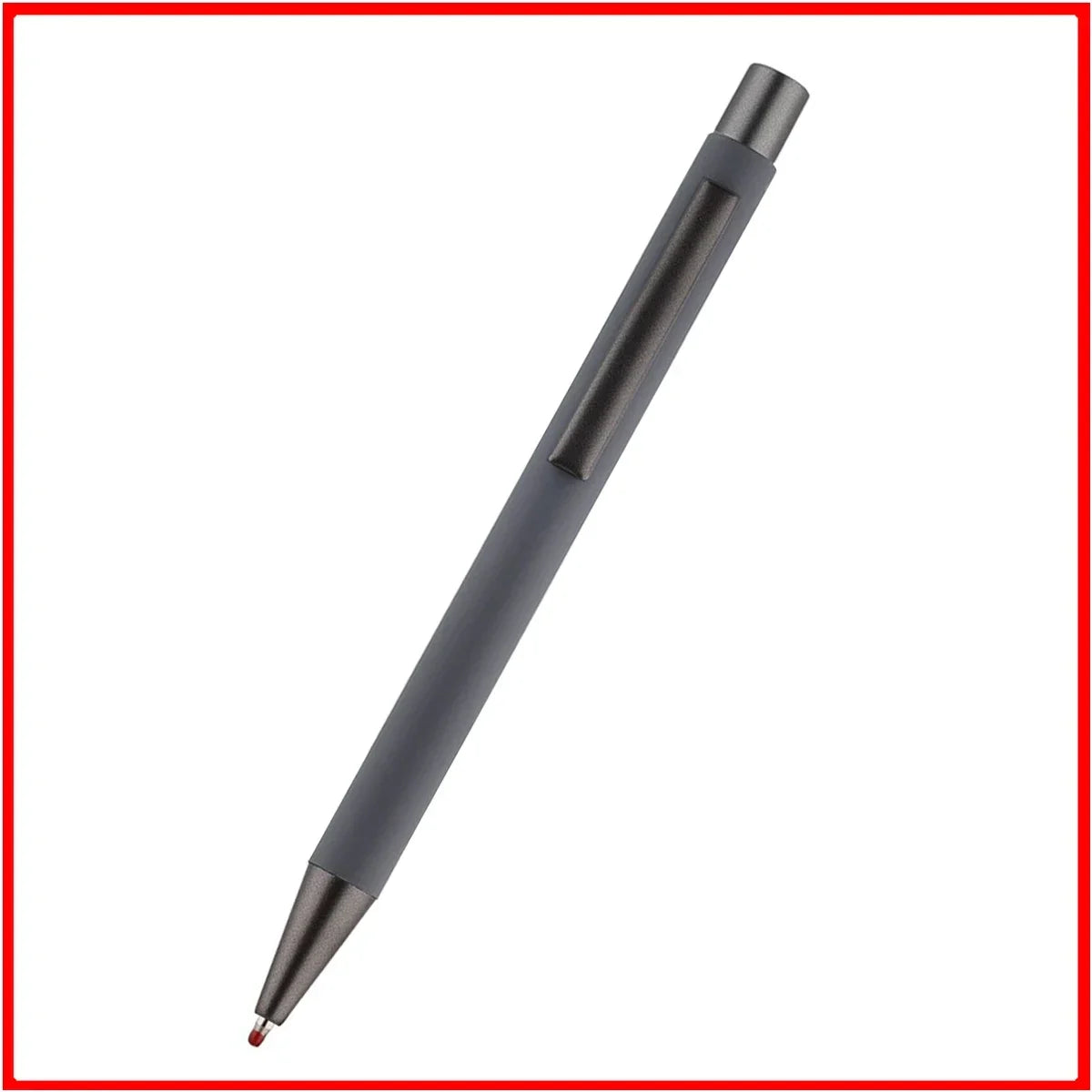 Custom Logo Pen, 50pcs Metal Ballpoint Pen, with Rubber Texture Grip, Laser Engraving for Advertising and Name Personali