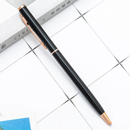 Custom Rose Gold Pens, Slim Metal Ballpoint Pens with Engraved Name or Logo, Ideal for School, Office Supplies, and Corp