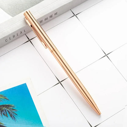 Custom Rose Gold Pens, Slim Metal Ballpoint Pens with Engraved Name or Logo, Ideal for School, Office Supplies, and Corp