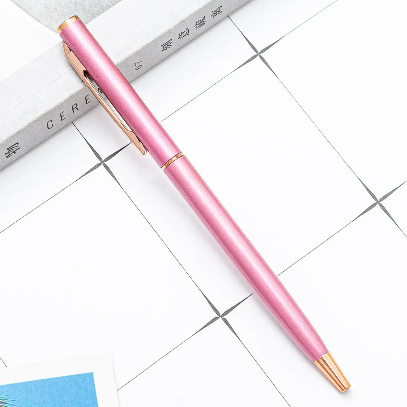 Custom Rose Gold Pens, Slim Metal Ballpoint Pens with Engraved Name or Logo, Ideal for School, Office Supplies, and Corp