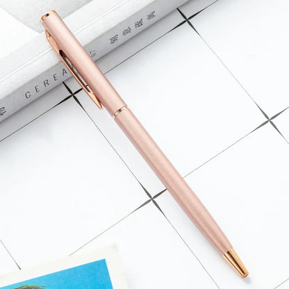 Custom Rose Gold Pens, Slim Metal Ballpoint Pens with Engraved Name or Logo, Ideal for School, Office Supplies, and Corp