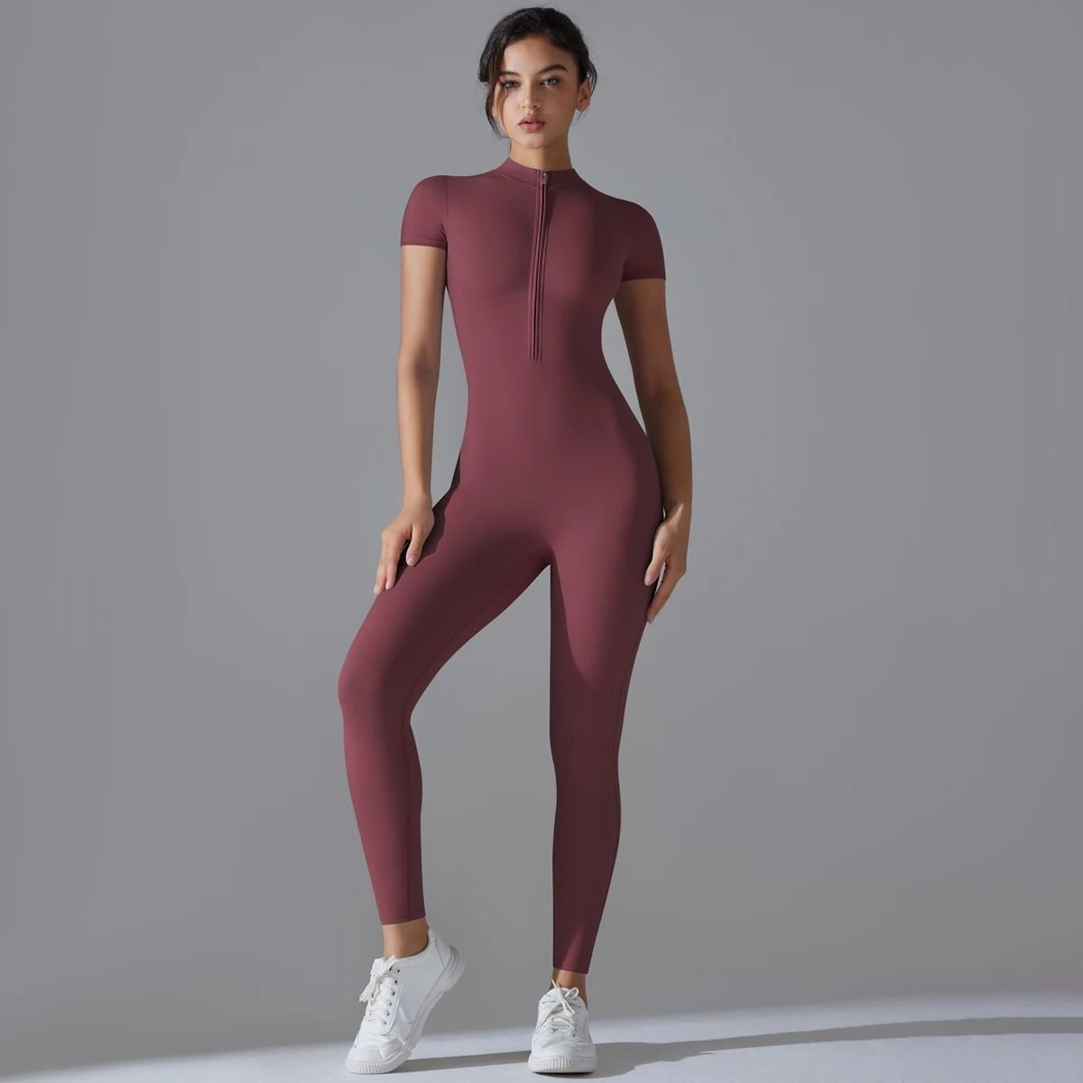 Womens Fitness Bodysuit with Quick Dry Breathable Fabric and Push Up Support for Yoga and Gym