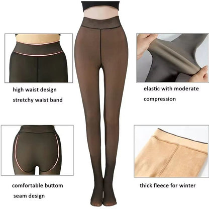 Women's Thermal Fleece Lined Leggings – High Waist, Thick Plush Insulated Tights for Cozy Winter Warmth