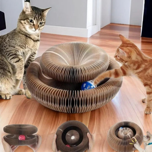 Magic Cat Scratch Round Corrugated Board with Ball Toy for Claw Grinding and Play