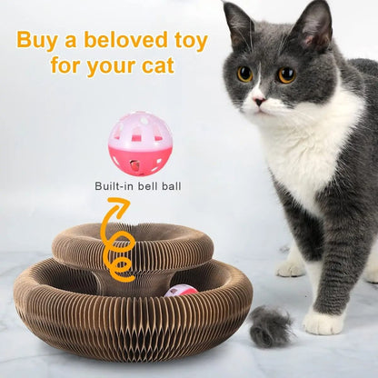 Magic Cat Scratch Round Corrugated Board with Ball Toy for Claw Grinding and Play