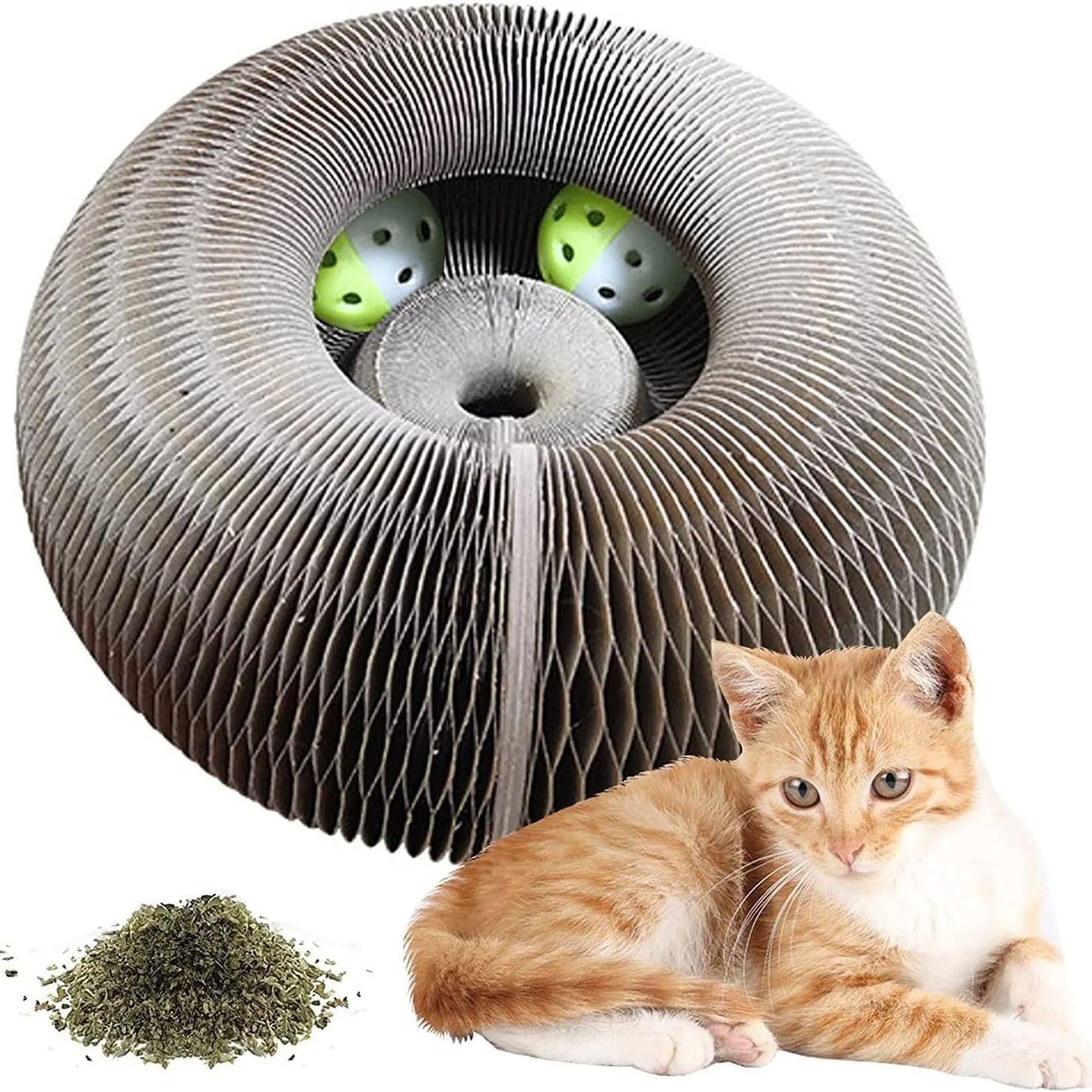 Magic Cat Scratch Round Corrugated Board with Ball Toy for Claw Grinding and Play