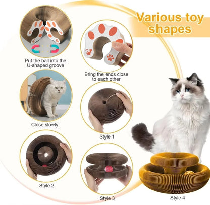 Magic Cat Scratch Round Corrugated Board with Ball Toy for Claw Grinding and Play