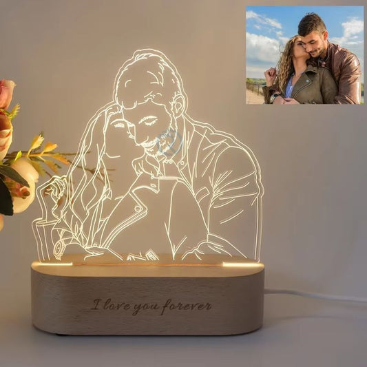 Personalized 3D Photo Lamp – Custom Night Light with Engraved Picture & Text for Wedding, Anniversary, or Valentine's Da
