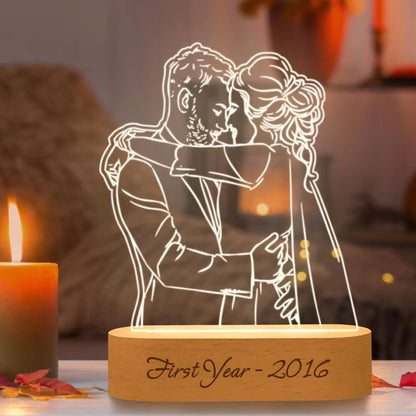 Personalized 3D Photo Lamp – Custom Night Light with Engraved Picture & Text for Wedding, Anniversary, or Valentine's Da