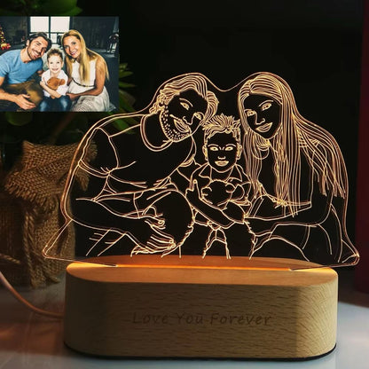 Personalized 3D Photo Lamp – Custom Night Light with Engraved Picture & Text for Wedding, Anniversary, or Valentine's Da