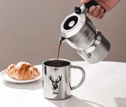 Stainless Steel Electric Espresso Maker with 3 Valve Brewing