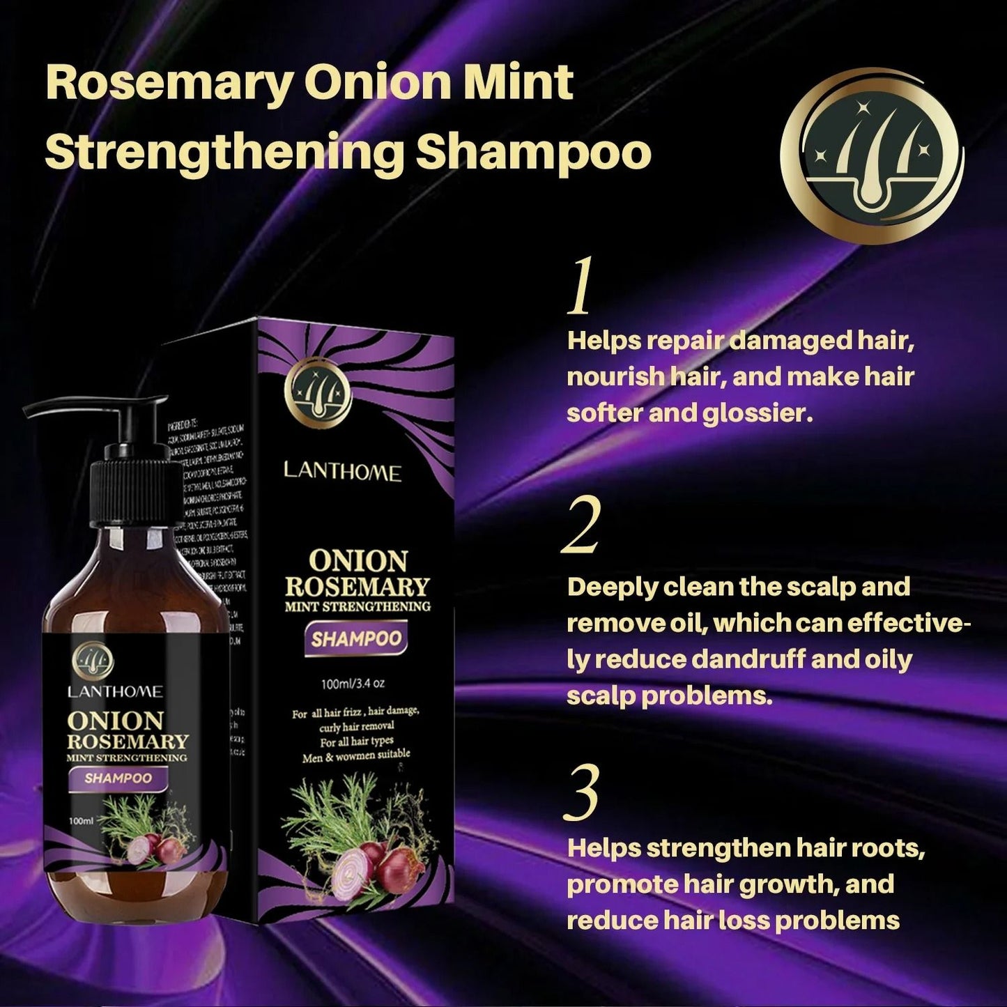 Rosemary Onion Hair Growth Shampoo with Anti-Hair Loss Spray Fast Hair Regrowth in 7 Days