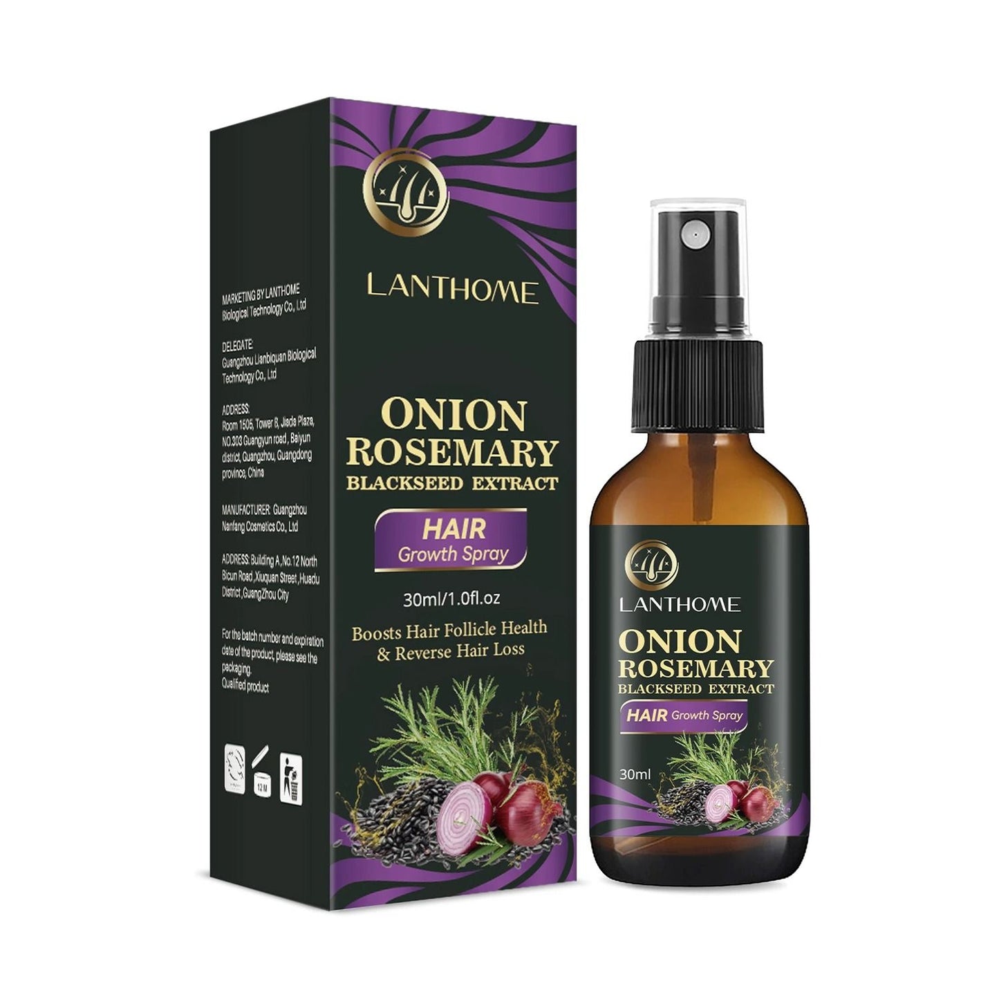 Rosemary Onion Hair Growth Shampoo with Anti-Hair Loss Spray Fast Hair Regrowth in 7 Days