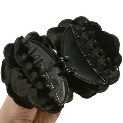 Cotton Rose Flower Hair Claw Clip – 16 Colors Medium Size Shark Clamp for Women