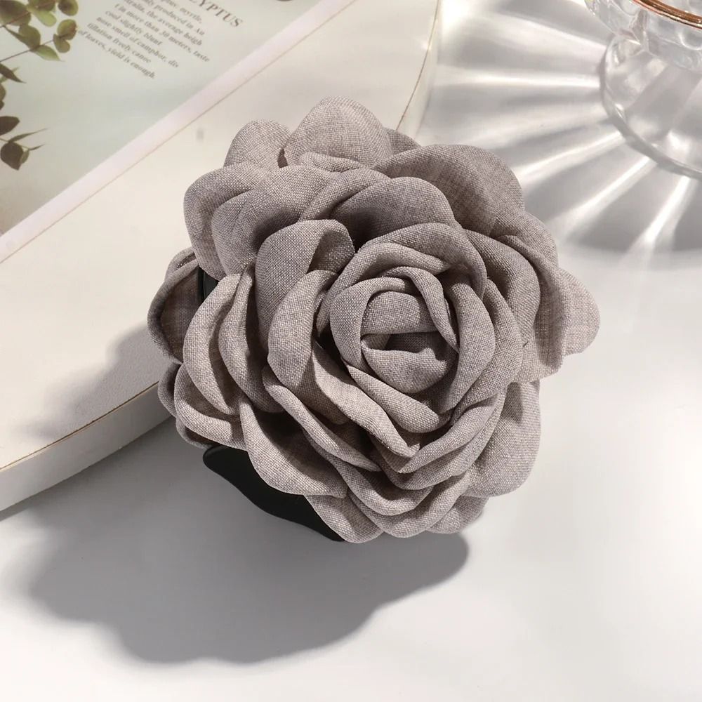 Cotton Rose Flower Hair Claw Clip – 16 Colors Medium Size Shark Clamp for Women