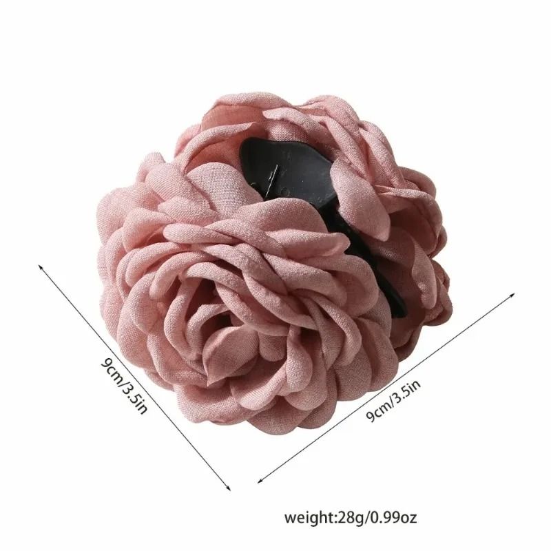 Cotton Rose Flower Hair Claw Clip – 16 Colors Medium Size Shark Clamp for Women