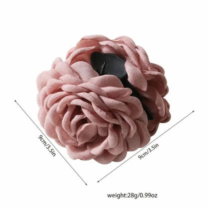Cotton Rose Flower Hair Claw Clip – 16 Colors Medium Size Shark Clamp for Women