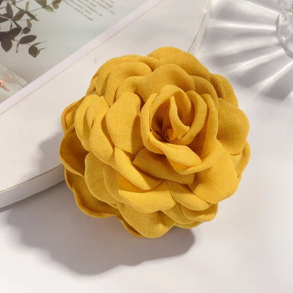 Cotton Rose Flower Hair Claw Clip – 16 Colors Medium Size Shark Clamp for Women