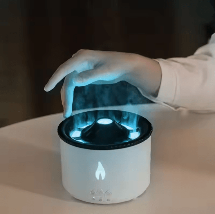 Volcano Flame Aroma Diffuser Essential Oil Humidifier with Fire Light Effect